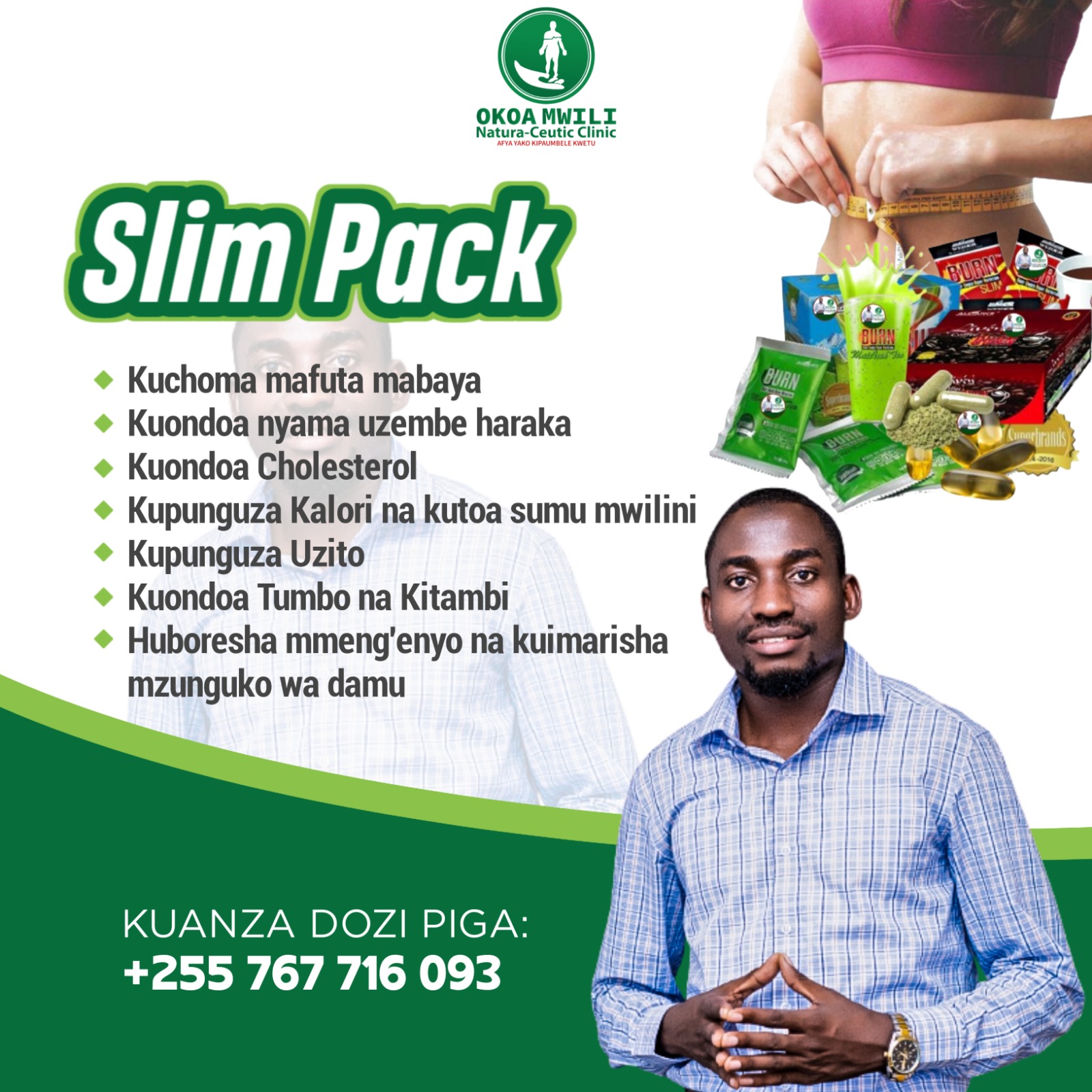 Slim Pack 121kg Na Zaidi; Dozi ya Siku 15 (Dozi kamili miezi 3)
